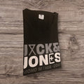 Canotta sportiva nera in cotone Ottoman Kumus JACK & JONES con logo grafico bianco a contrasto sul davanti