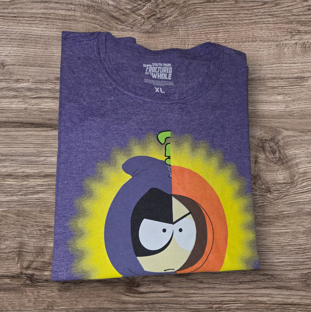T-shirt viola melange Ottoman Kumus con grafica di South Park The Fractured But Whole raffigurante Mysterion e Kenny
