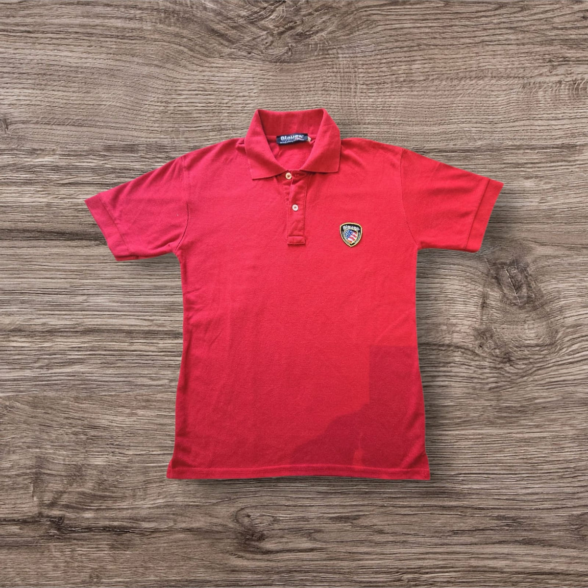Polo a maniche corte Ottoman Kumus Blauer in cotone piqué rosso con logo distintivo sul petto e colletto classico