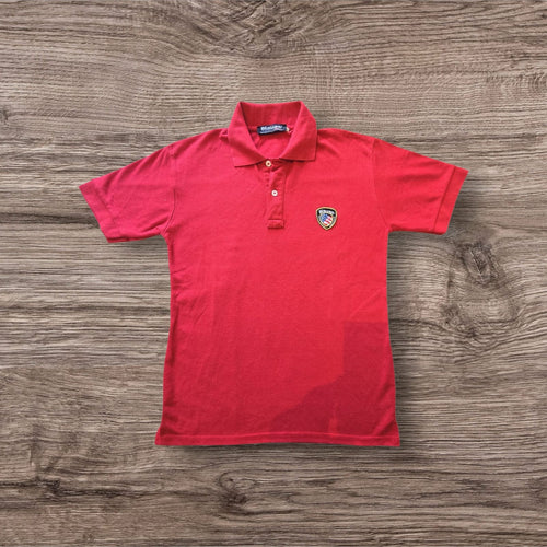 Polo a maniche corte Ottoman Kumus Blauer in cotone piqué rosso con logo distintivo sul petto e colletto classico