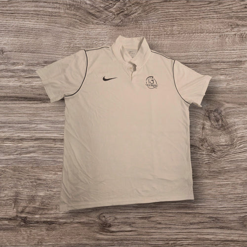 Polo tecnica bianca Ottoman Kumus Nike con tecnologia Dri-FIT, logo Nike e stemma Olympic F.C. sul petto