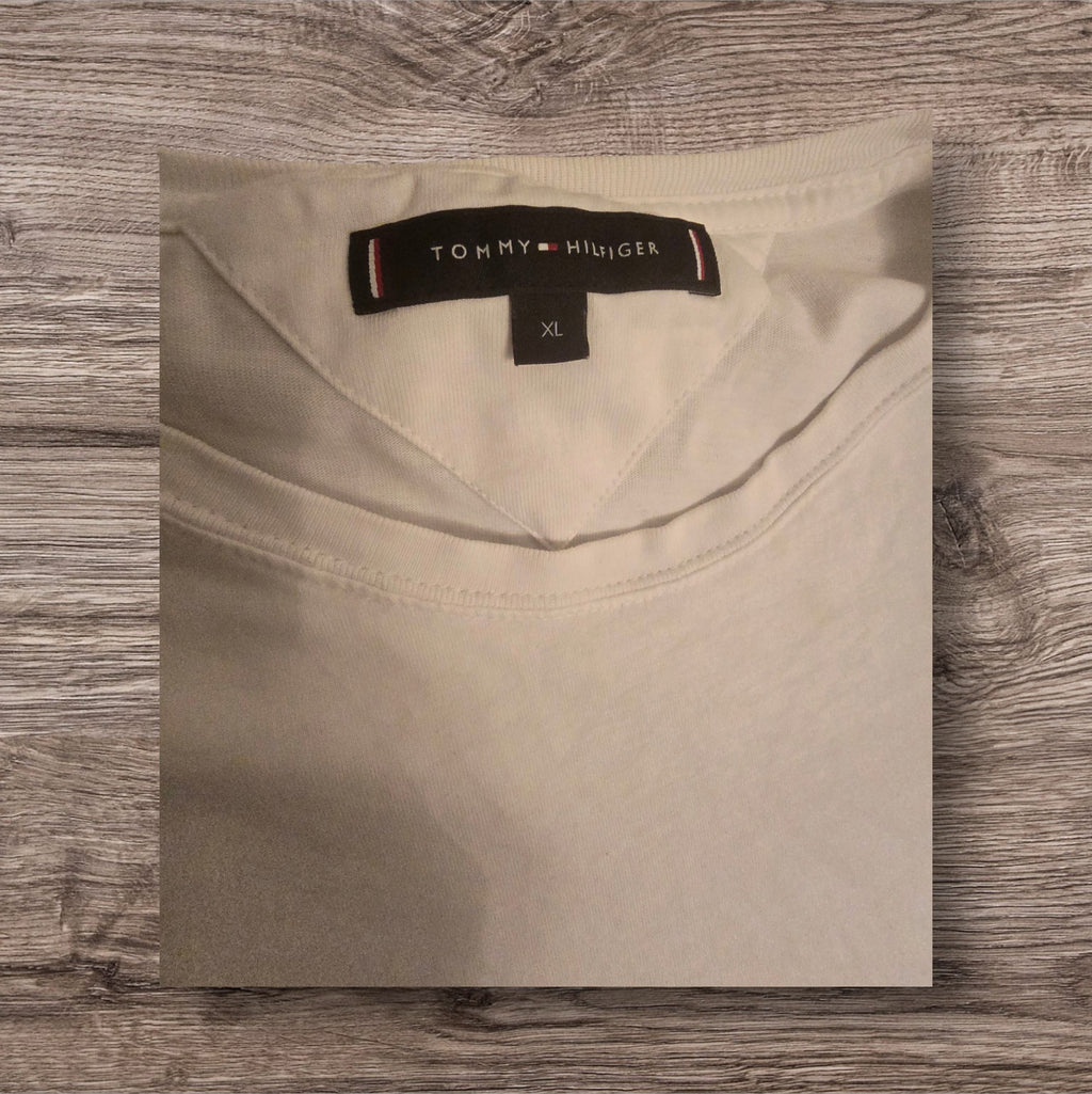 T-shirt bianca in cotone Ottoman Kumus Tommy Hilfiger con etichetta interna e girocollo classico