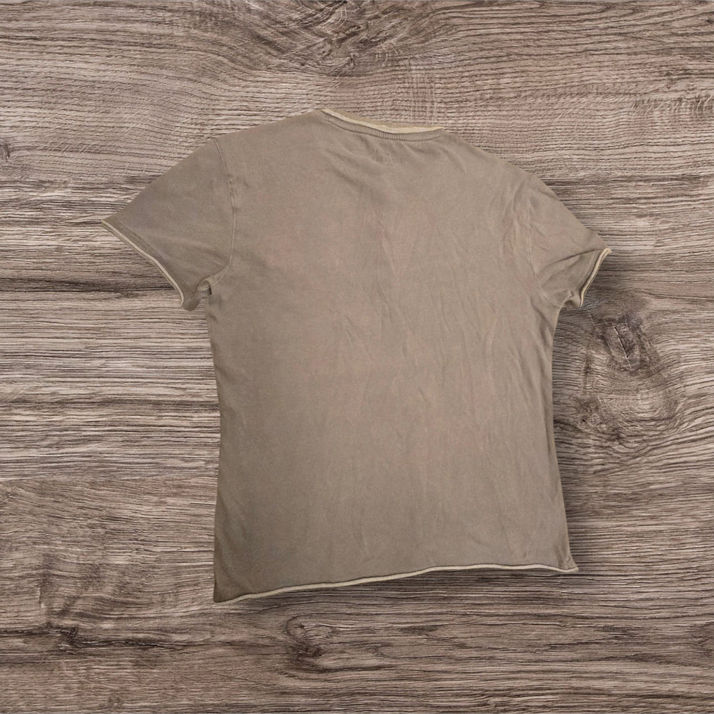 T-shirt a maniche corte Ottoman Kumus in cotone grigio-tortora con bordi a taglio vivo vista posteriore