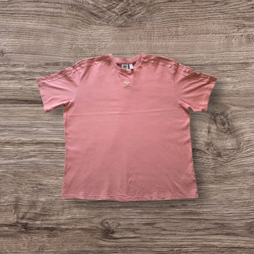 T-shirt rosa pastello Ottoman Kumus adidas Originals in cotone con logo Trifoglio e tre strisce sulle spalle