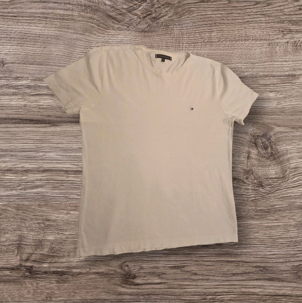 T-shirt a maniche corte Ottoman Kumus Tommy Hilfiger in cotone bianco con logo ricamato sul petto